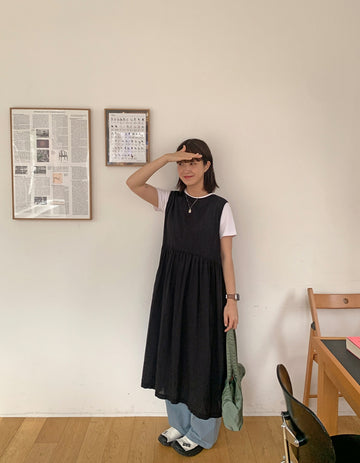 Hakun Layered Slit Ribbon Long One Piece